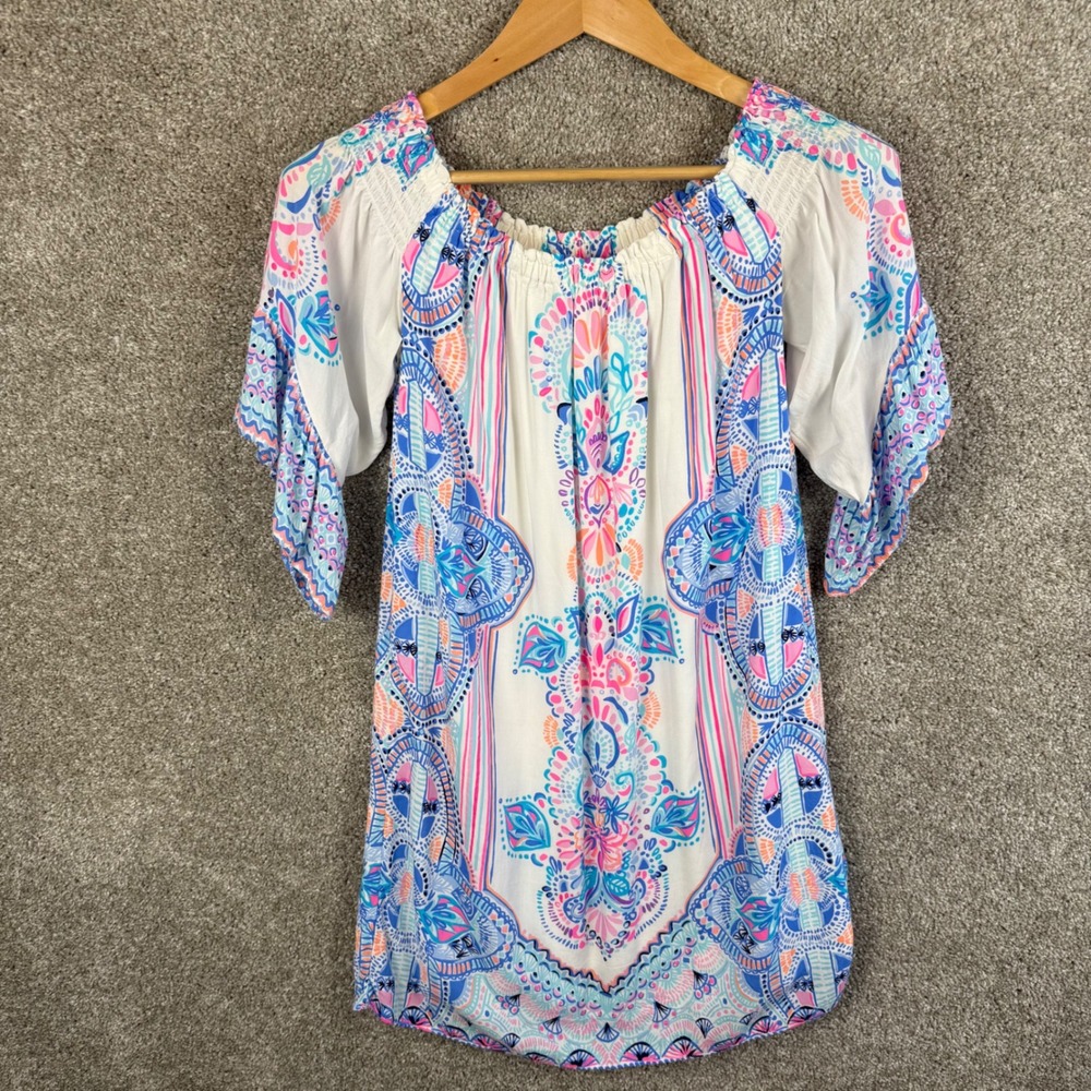 Lilly Pulitzer Off The Shoulder Fawna Mini Dress Women's XS Beach Resort